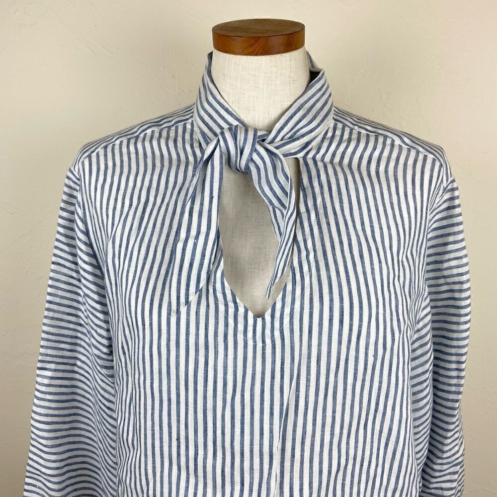 Frame Handkerchief Striped Linen Top - Picture 4 of 7